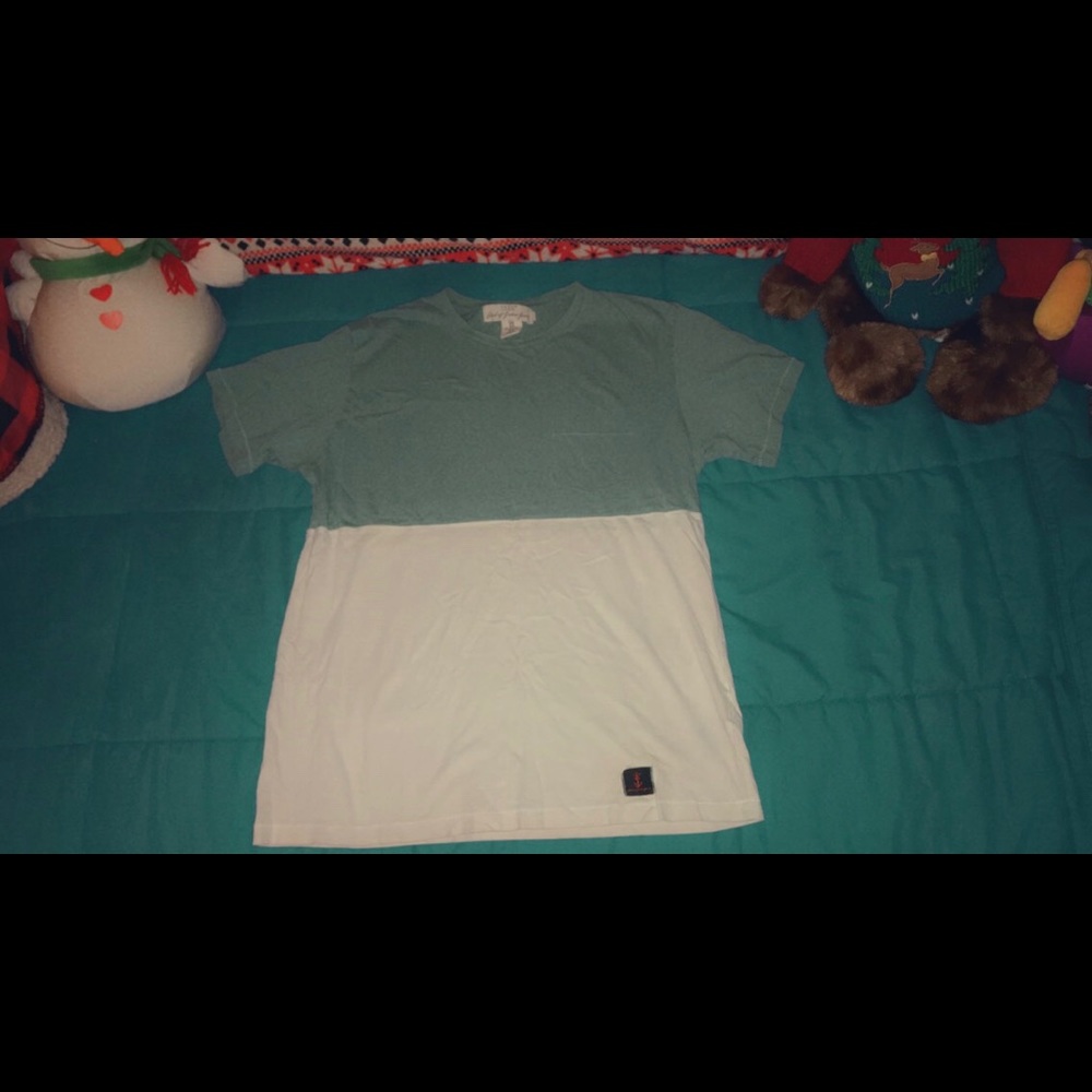 Green and white tshirt